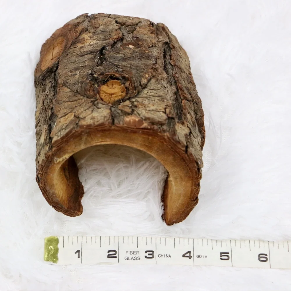 Natural Wood Reptile Hide Log Cave for Gecko Snake Lizard Small Terrarium Decor